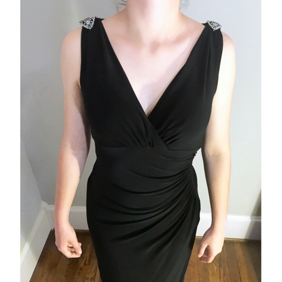 ralph lauren long black evening dress